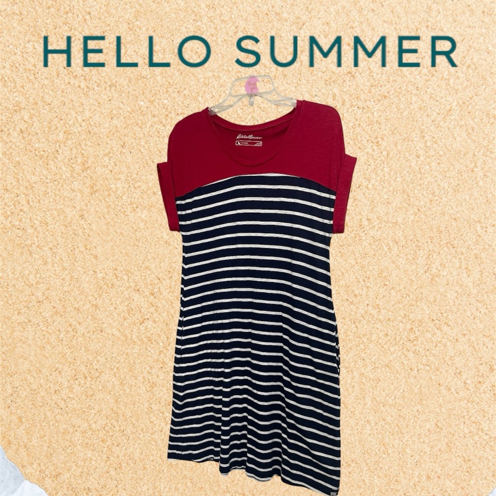 Eddie Bauer Red and Navy Striped Top‎ ~ Size Medium ~ Weekender or Summer Wear